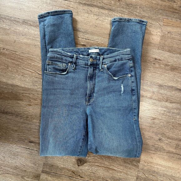 Good American Womens Stacked Straight Jeans Size 6 / 28 Medium Wash High Rise - Picture 1 of 5